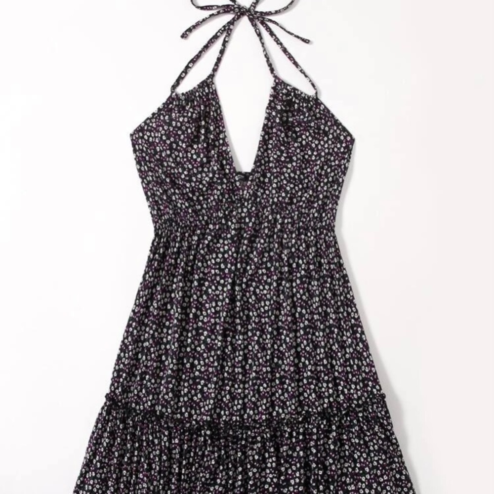 Dark Floral Print Dress